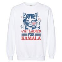 Cat Ladies For Kamala Funny Cat President Kamalaharris 2024 Garment-Dyed Sweatshirt