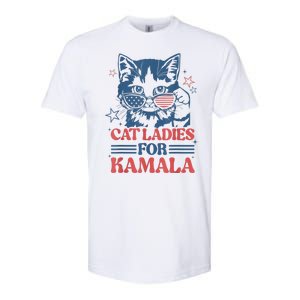 Cat Ladies For Kamala Funny Cat President Kamalaharris 2024 Softstyle CVC T-Shirt