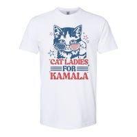 Cat Ladies For Kamala Funny Cat President Kamalaharris 2024 Softstyle CVC T-Shirt