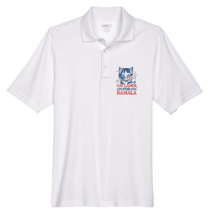 Cat Ladies For Kamala Funny Cat President Kamalaharris 2024 Men's Origin Performance Pique Polo