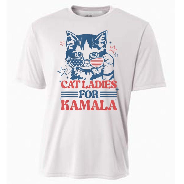 Cat Ladies For Kamala Funny Cat President Kamalaharris 2024 Cooling Performance Crew T-Shirt