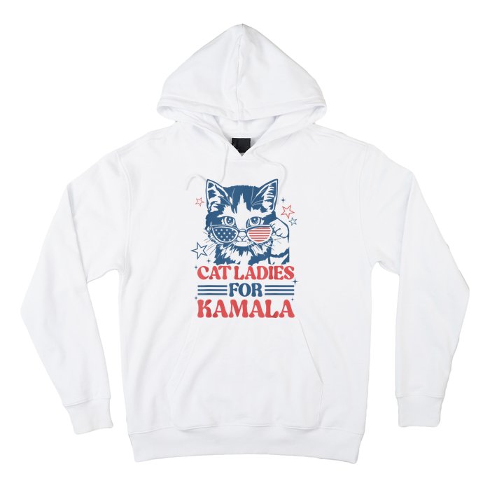 Cat Ladies For Kamala Funny Cat President Kamalaharris 2024 Hoodie