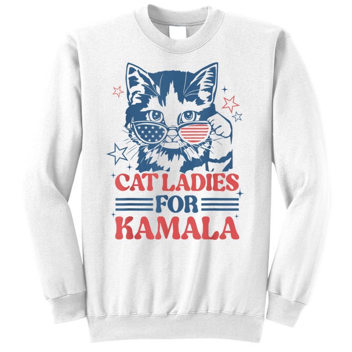 Cat Ladies For Kamala Funny Cat President Kamalaharris 2024 Sweatshirt