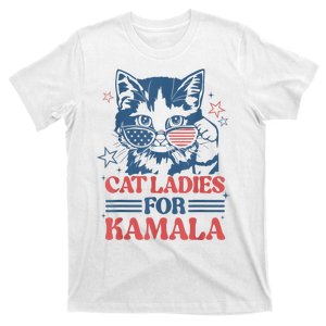 Cat Ladies For Kamala Funny Cat President Kamalaharris 2024 T-Shirt