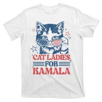 Cat Ladies For Kamala Funny Cat President Kamalaharris 2024 T-Shirt