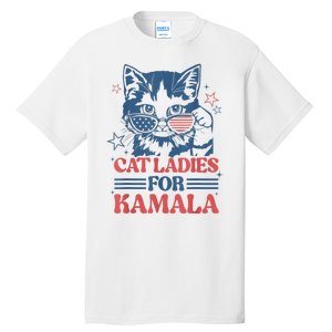 Cat Ladies For Kamala Funny Cat President Kamalaharris 2024 Tall T-Shirt