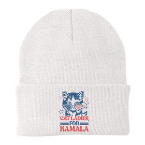 Cat Ladies For Kamala Funny Cat President Kamalaharris 2024 Knit Cap Winter Beanie