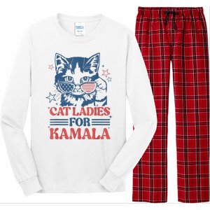 Cat Ladies For Kamala Funny Cat President Kamalaharris 2024 Long Sleeve Pajama Set