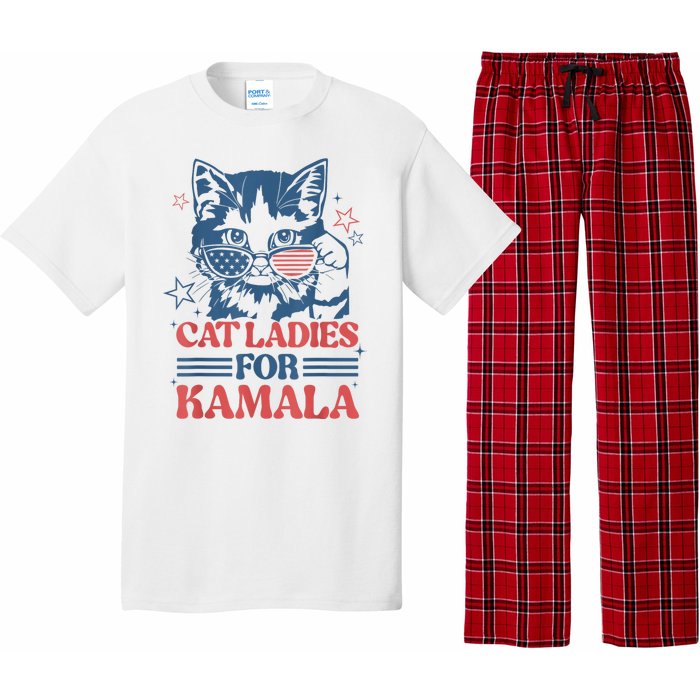 Cat Ladies For Kamala Funny Cat President Kamalaharris 2024 Pajama Set