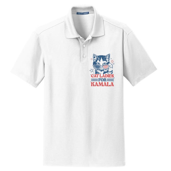 Cat Ladies For Kamala Funny Cat President Kamalaharris 2024 Dry Zone Grid Polo