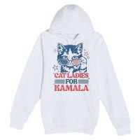 Cat Ladies For Kamala Funny Cat President Kamalaharris 2024 Premium Pullover Hoodie