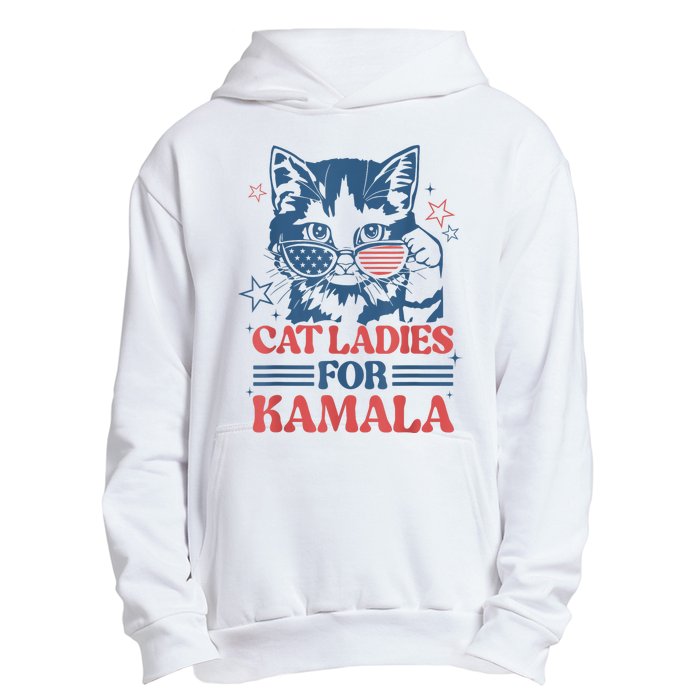 Cat Ladies For Kamala Funny Cat President Kamalaharris 2024 Urban Pullover Hoodie