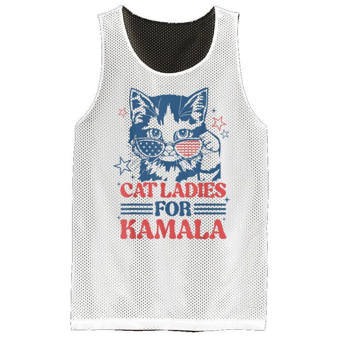 Cat Ladies For Kamala Funny Cat President Kamalaharris 2024 Mesh Reversible Basketball Jersey Tank