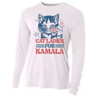 Cat Ladies For Kamala Funny Cat President Kamalaharris 2024 Cooling Performance Long Sleeve Crew