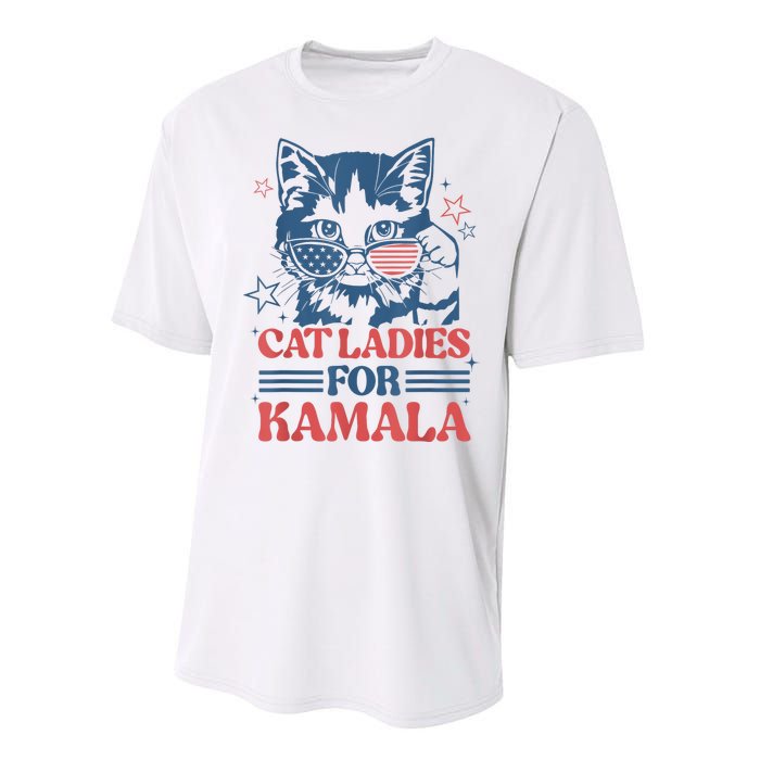 Cat Ladies For Kamala Funny Cat President Kamalaharris 2024 Performance Sprint T-Shirt