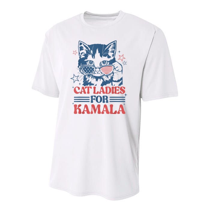 Cat Ladies For Kamala Funny Cat President Kamalaharris 2024 Youth Performance Sprint T-Shirt