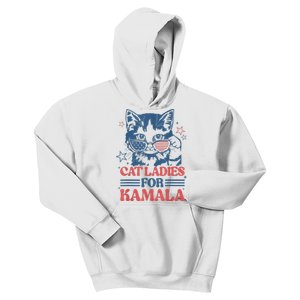 Cat Ladies For Kamala Funny Cat President Kamalaharris 2024 Kids Hoodie