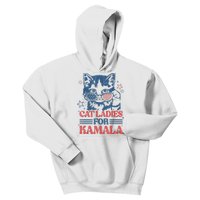 Cat Ladies For Kamala Funny Cat President Kamalaharris 2024 Kids Hoodie