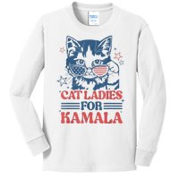 Cat Ladies For Kamala Funny Cat President Kamalaharris 2024 Kids Long Sleeve Shirt