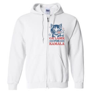 Cat Ladies For Kamala Funny Cat President Kamalaharris 2024 Full Zip Hoodie