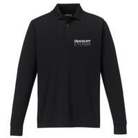 Chocolate Lover Funny Chocolate Is The Answer Gift Performance Long Sleeve Polo