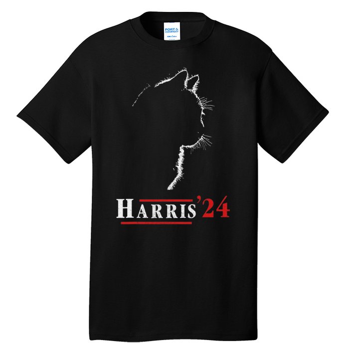 Cat Ladies For Kamala Funny Cat 2024 President Kamalaharris Tall T-Shirt