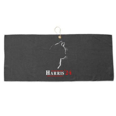 Cat Ladies For Kamala Funny Cat 2024 President Kamalaharris Large Microfiber Waffle Golf Towel