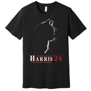 Cat Ladies For Kamala Funny Cat 2024 President Kamalaharris Premium T-Shirt