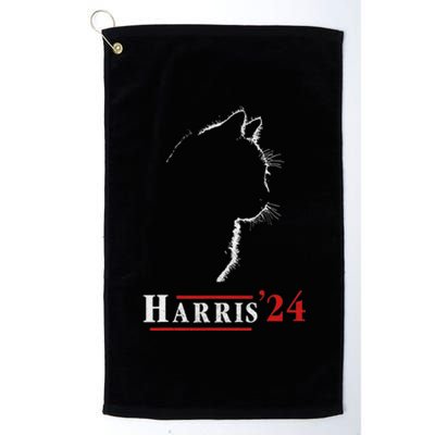 Cat Ladies For Kamala Funny Cat 2024 President Kamalaharris Platinum Collection Golf Towel