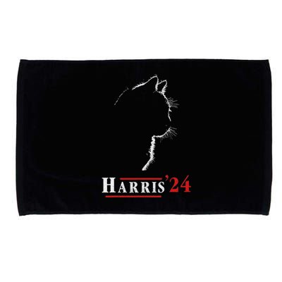 Cat Ladies For Kamala Funny Cat 2024 President Kamalaharris Microfiber Hand Towel