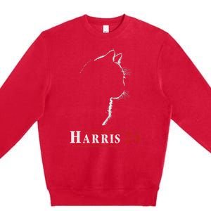 Cat Ladies For Kamala Funny Cat 2024 President Kamalaharris Premium Crewneck Sweatshirt