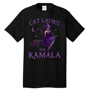 Cat Ladies For Kamala Harris 2024 Witches Harris Halloween Tall T-Shirt