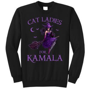 Cat Ladies For Kamala Harris 2024 Witches Harris Halloween Tall Sweatshirt