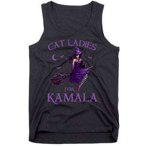 Cat Ladies For Kamala Harris 2024 Witches Harris Halloween Tank Top