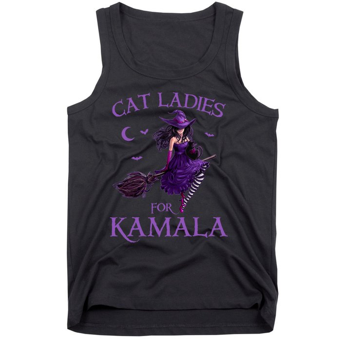 Cat Ladies For Kamala Harris 2024 Witches Harris Halloween Tank Top