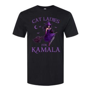 Cat Ladies For Kamala Harris 2024 Witches Harris Halloween Softstyle CVC T-Shirt