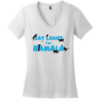 Cat Ladies For Kamala Childless Cat Ladies Women's V-Neck T-Shirt