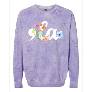 Comma La Floral Kamala Harris President 2024 Coma La Flowers Cool Gift Colorblast Crewneck Sweatshirt