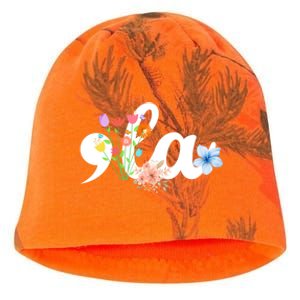 Comma La Floral Kamala Harris President 2024 Coma La Flowers Cool Gift Kati - Camo Knit Beanie