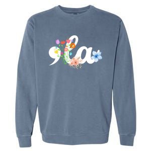 Comma La Floral Kamala Harris President 2024 Coma La Flowers Cool Gift Garment-Dyed Sweatshirt