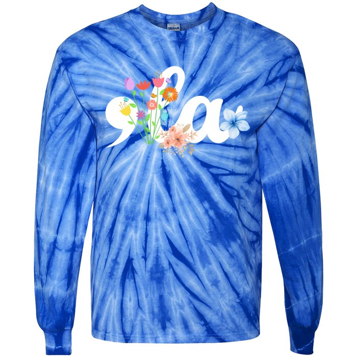 Comma La Floral Kamala Harris President 2024 Coma La Flowers Cool Gift Tie-Dye Long Sleeve Shirt