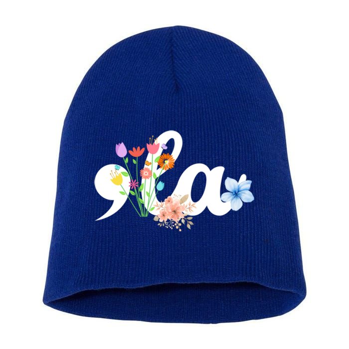 Comma La Floral Kamala Harris President 2024 Coma La Flowers Cool Gift Short Acrylic Beanie