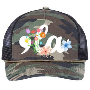 Comma La Floral Kamala Harris President 2024 Coma La Flowers Cool Gift Retro Rope Trucker Hat Cap