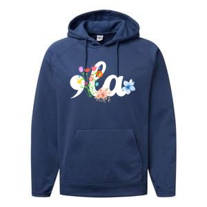 Comma La Floral Kamala Harris President 2024 Coma La Flowers Cool Gift Performance Fleece Hoodie