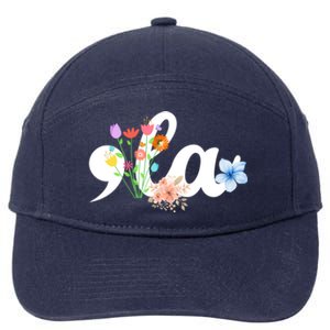 Comma La Floral Kamala Harris President 2024 Coma La Flowers Cool Gift 7-Panel Snapback Hat