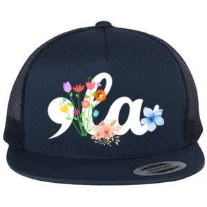 Comma La Floral Kamala Harris President 2024 Coma La Flowers Cool Gift Flat Bill Trucker Hat