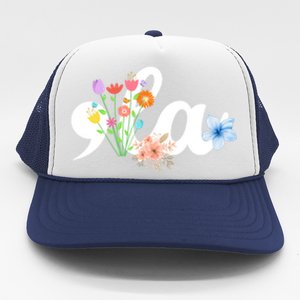 Comma La Floral Kamala Harris President 2024 Coma La Flowers Cool Gift Trucker Hat