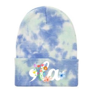 Comma La Floral Kamala Harris President 2024 Coma La Flowers Cool Gift Tie Dye 12in Knit Beanie