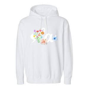 Comma La Floral Kamala Harris President 2024 Coma La Flowers Cool Gift Garment-Dyed Fleece Hoodie