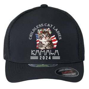 Cat Lady Fun Childless Cat Ladies 2024 Flexfit Unipanel Trucker Cap